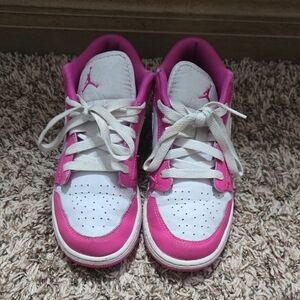 Jordan Kids Pink and White Sneakers